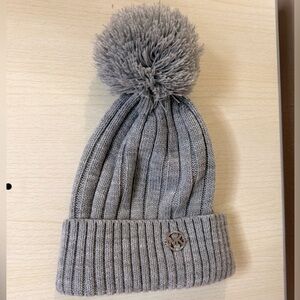 Michael Kors Kids Gray Knit Beanie with Pom-Pom